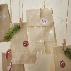 Discount Adventskalender-Set, Tüten/Sticker, Haus/creme Geschenkverpackung|Adventskalender