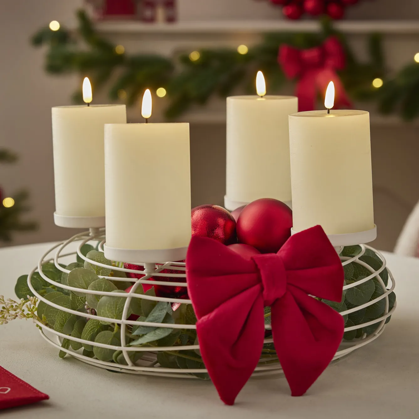 Outlet Adventskranz Rustik, Blockkerzen/weiß Matt, 36 Cm Geschenkideen|Adventskränze & Zubehör