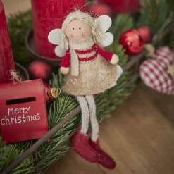 Clearance Anhänger Engel, Pulli/rot, 16 Cm Weihnachtsbaumschmuck|Weihnachten