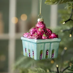Outlet Anhänger Fancy, Bunt, Erdbeeren/Korb, 9 Cm Weihnachtsbaumschmuck