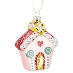 Anhänger Fancy, Bunt, Haus/rosa, 10 Cm Weihnachtsbaumschmuck