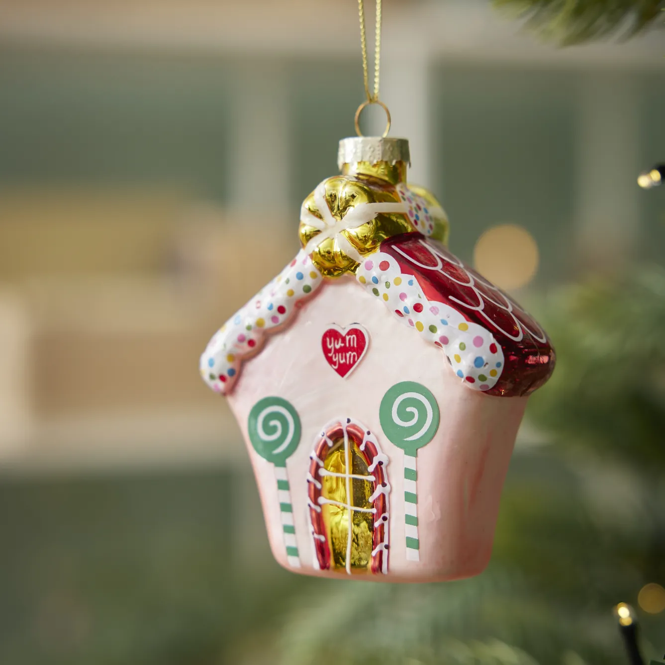 Anhänger Fancy, Bunt, Haus/rosa, 10 Cm Weihnachtsbaumschmuck