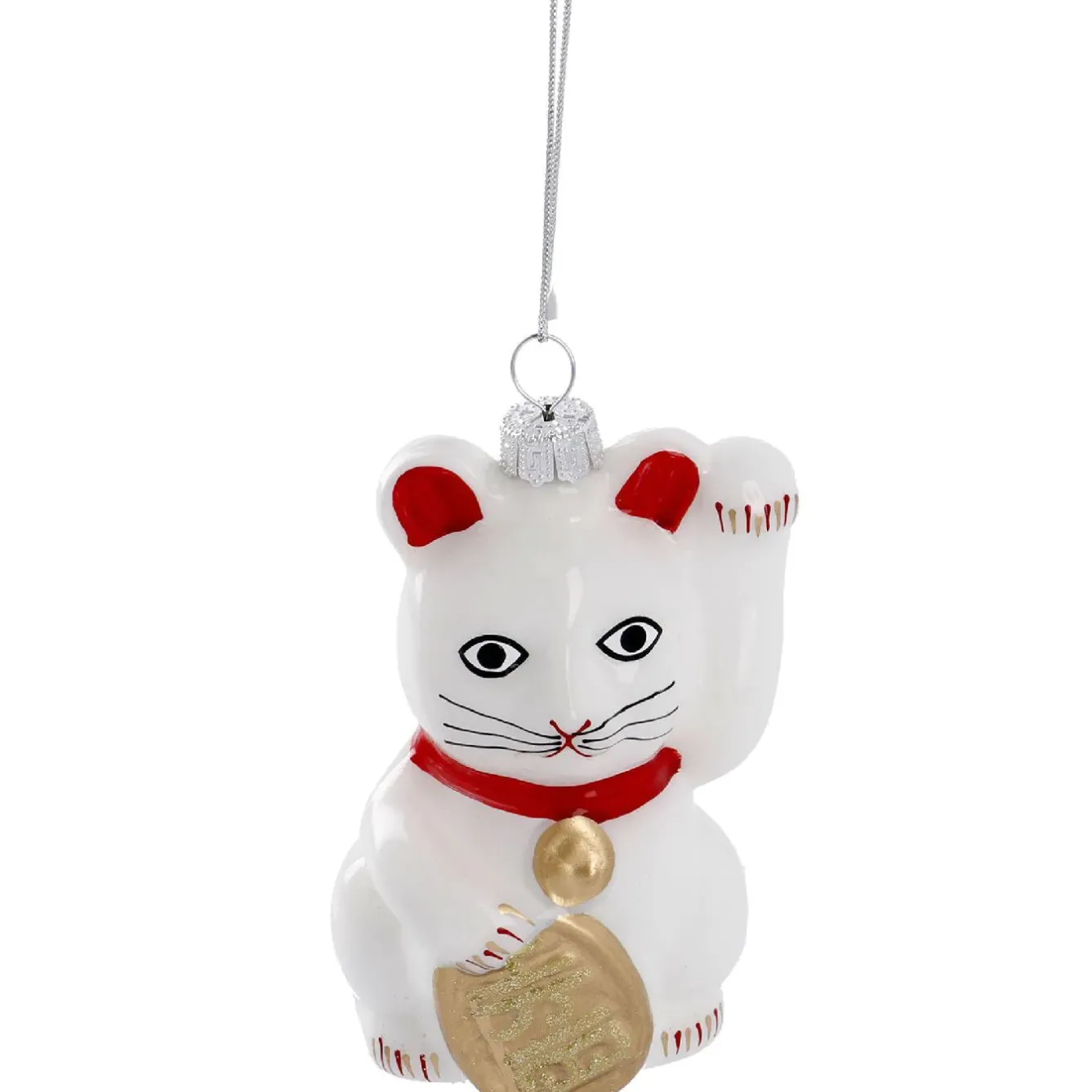 Anhänger Fancy, Bunt, Winkekatze/weiß, 10 Cm Weihnachtsbaumschmuck