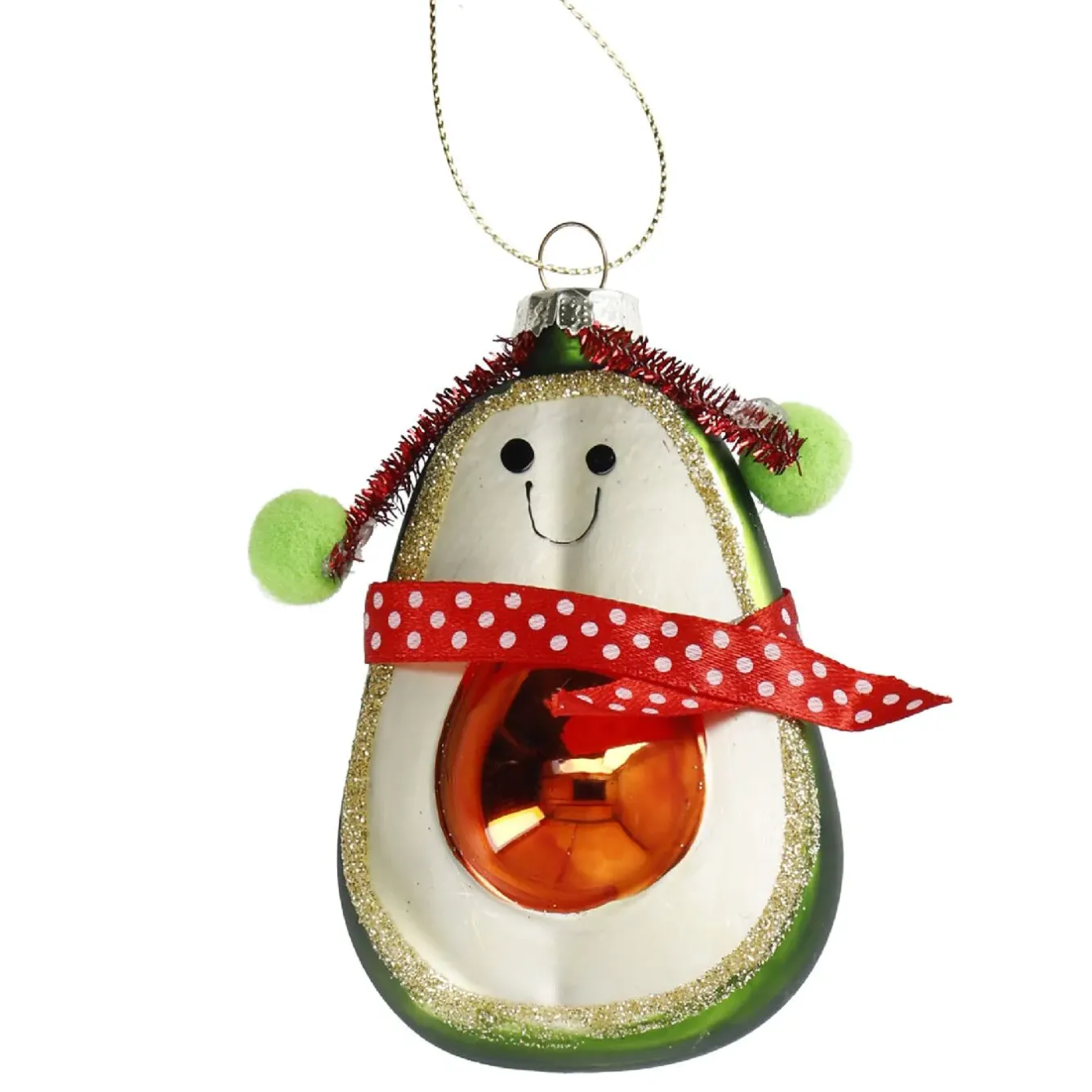 New Anhänger Fancy, Klein, Avocado Mit Kopfhörer Weihnachtsbaumschmuck