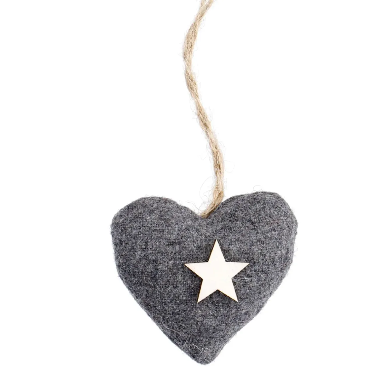 Best Anhänger Herz Mit Holzstern, Grau Weihnachtsbaumschmuck|Weihnachtsdeko
