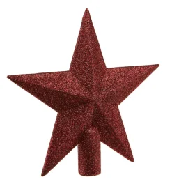 Hot Baumspitze Stern Glitter, Dunkelrot, 20 Cm Weihnachtsbaumschmuck