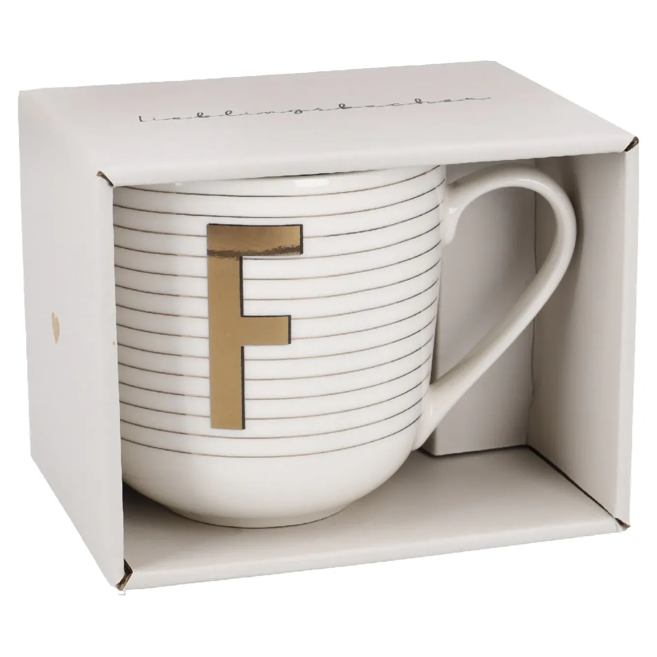 Sale Becher Buchstabe/Streifen, F, 450 Ml Küche|Weihnachtsbecher
