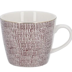 Outlet Becher China, Striche, Bordeaux/weiß, 300 Ml, Goldrand Küche