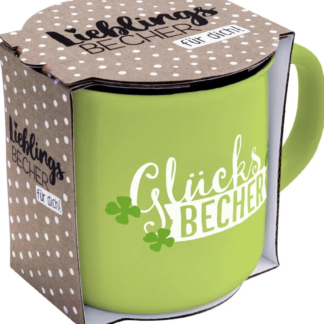 Sale Becher Emaille-Optik, Glücksbecher, 350 Ml Küche