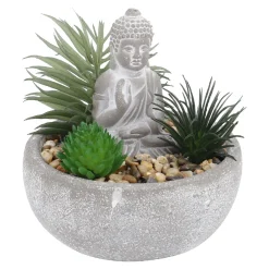 Discount Deko-Objekt Buddha Mit Sukkulente, Grau/grün, 12 Cm Geschenkideen|Outdoor & Garten