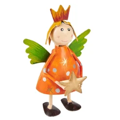 Discount Engel Mini, Stern/orange, 10 Cm Figuren|Weihnachtsdeko
