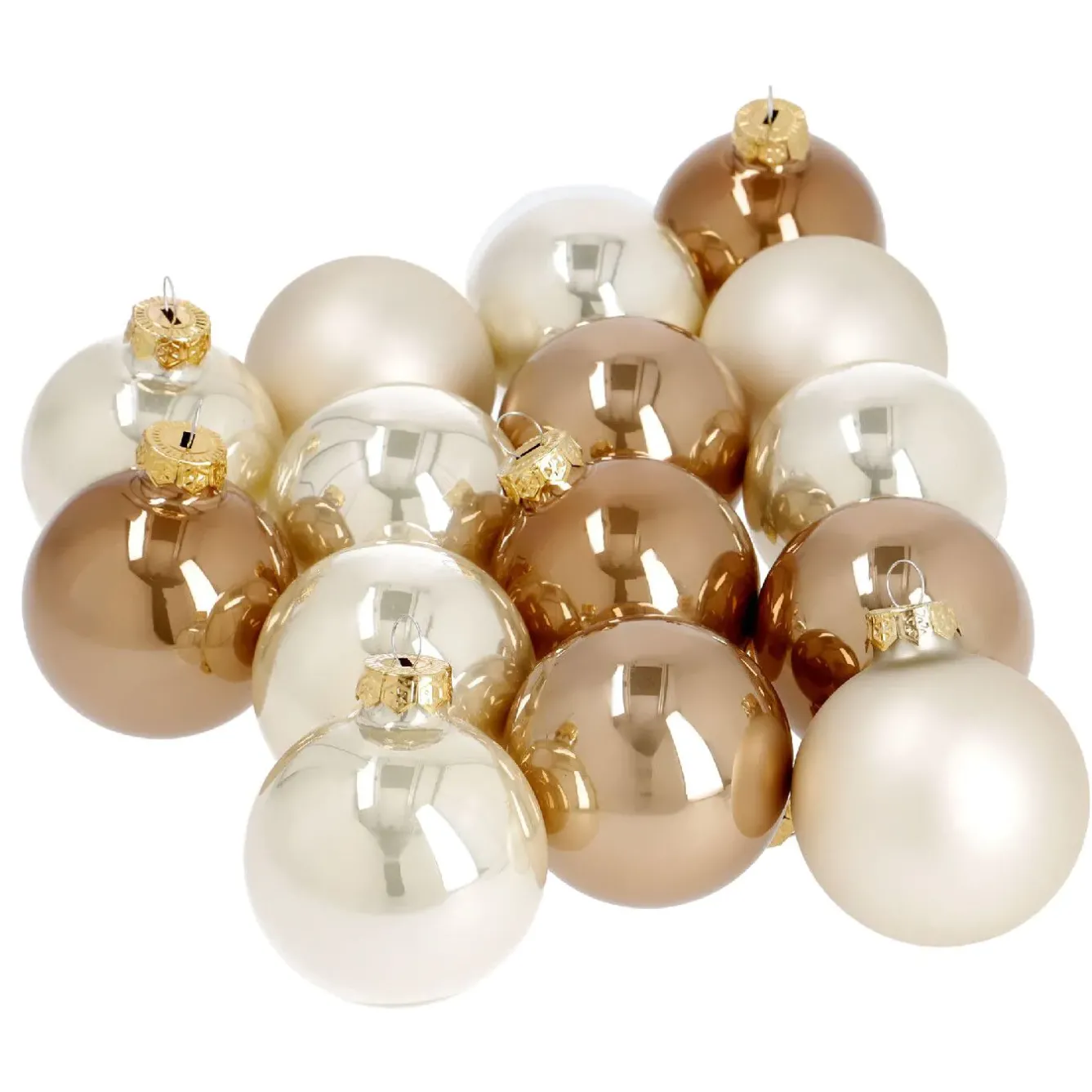 Clearance 15er Glaskugeln 6 Cm, Champagner Weihnachtsbaumschmuck|Weihnachten