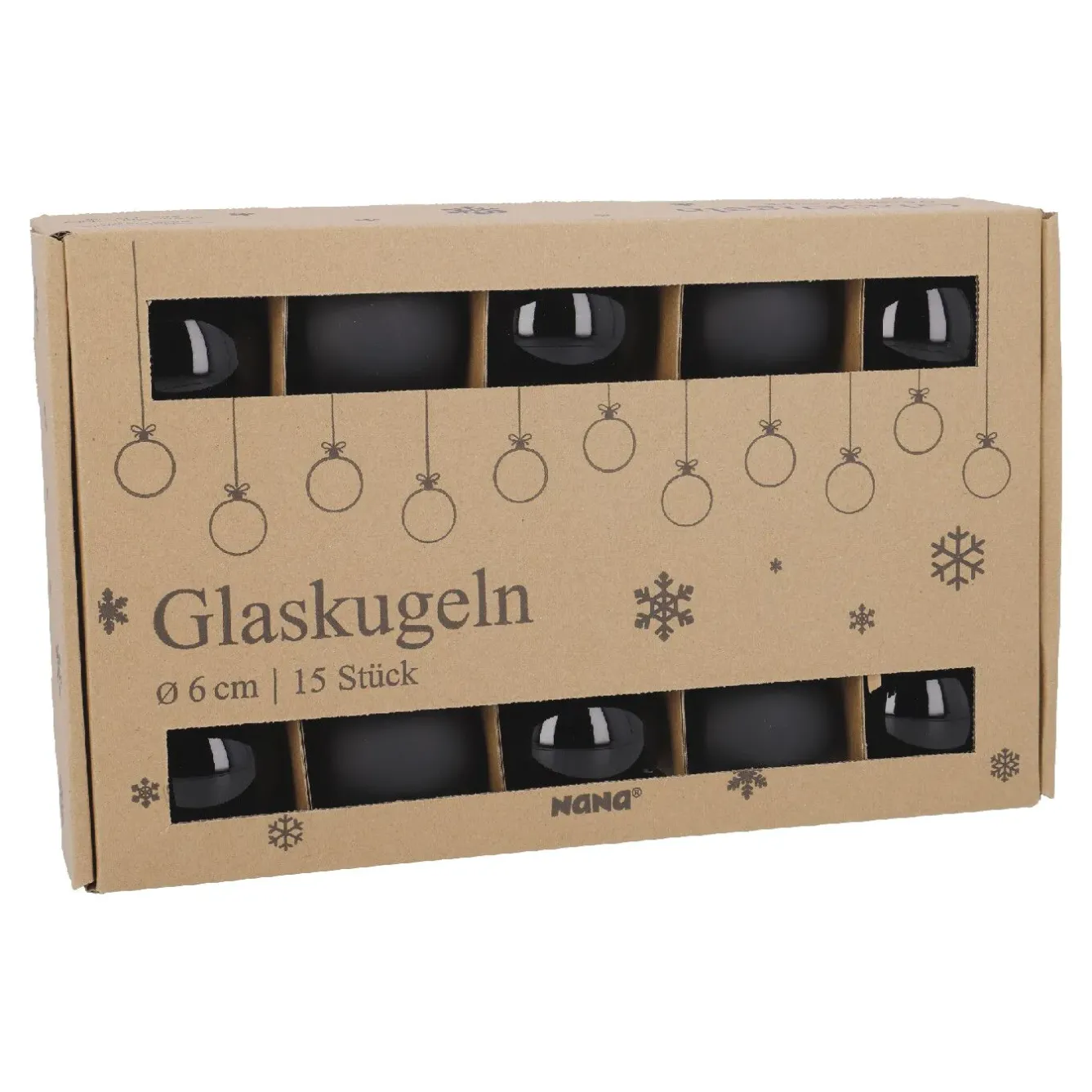 Sale 15er Glaskugeln 6 Cm, Schwarz Weihnachtsbaumschmuck|Weihnachten
