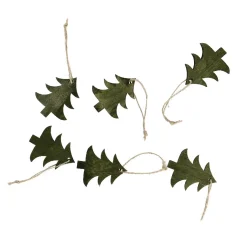 Outlet 6er Set Anhänger Holz, Tanne, Grün Weihnachtsbaumschmuck|Adventskränze & Zubehör