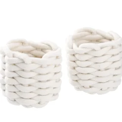 Online 3er Set Deko-Korb Strick, Weiß Organisation