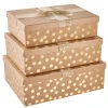 New 3er Set Geschenkkarton Dots/Schleife, Gold/lurex Geschenkverpackung|Geschenkverpackungen