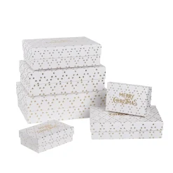 6er Set Geschenkkarton Prägung, Schrift/weiß/gold Geschenkideen|Geschenkverpackungen