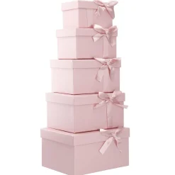 Clearance 5er Set Geschenkkarton Schleife, Altrosa Geschenkverpackung