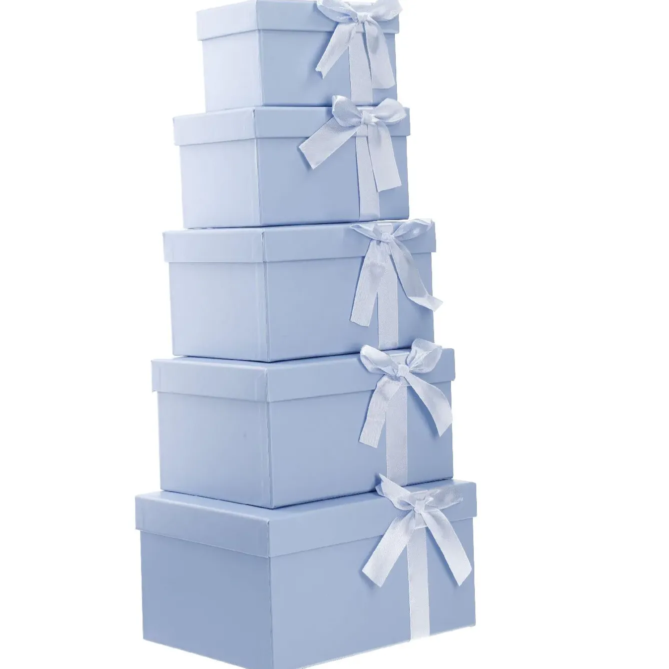 Online 5er Set Geschenkkarton Schleife, Rauchblau Geschenkverpackung