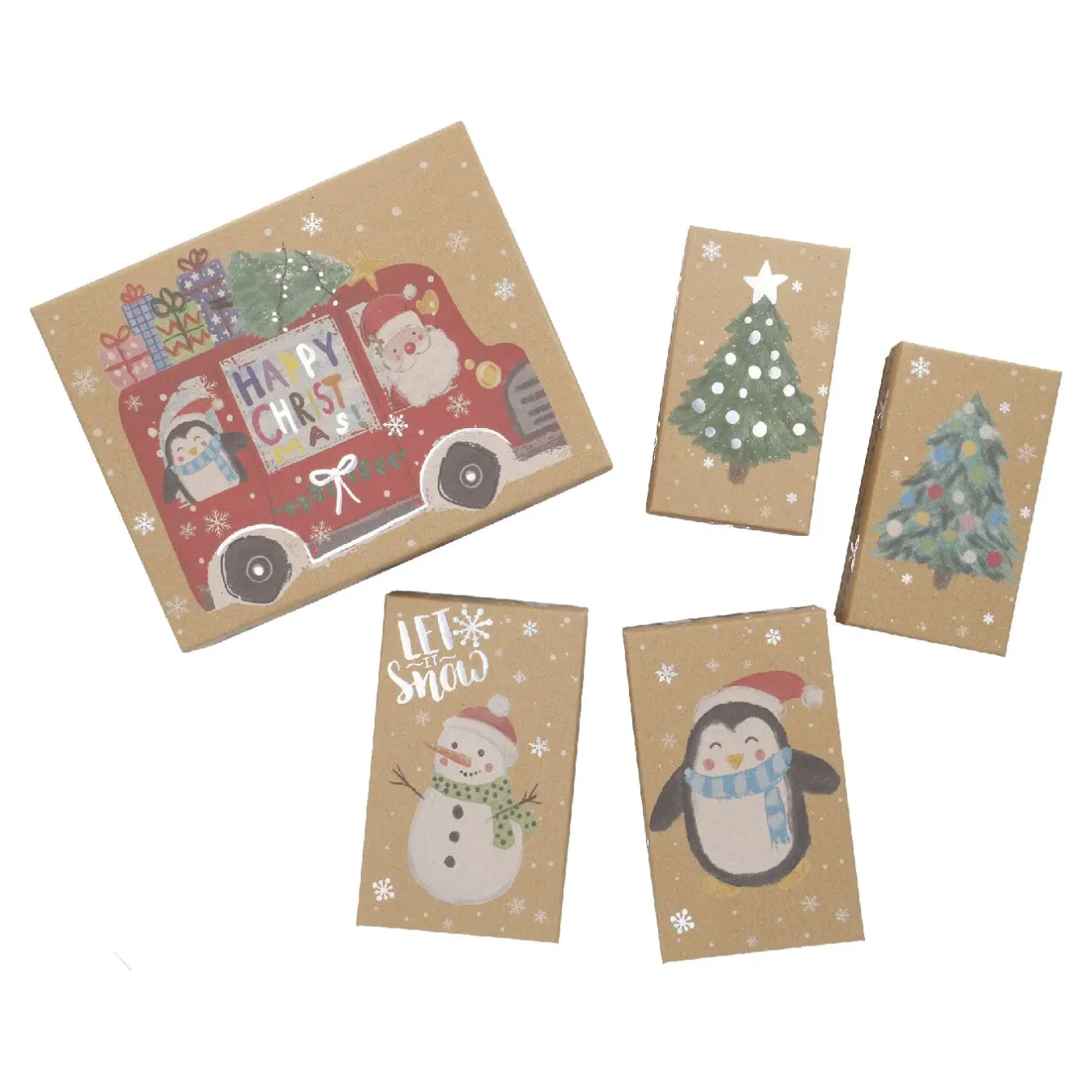 5er Set Geschenkkarton Xmas-Motiv Geschenkverpackungen|Weihnachten