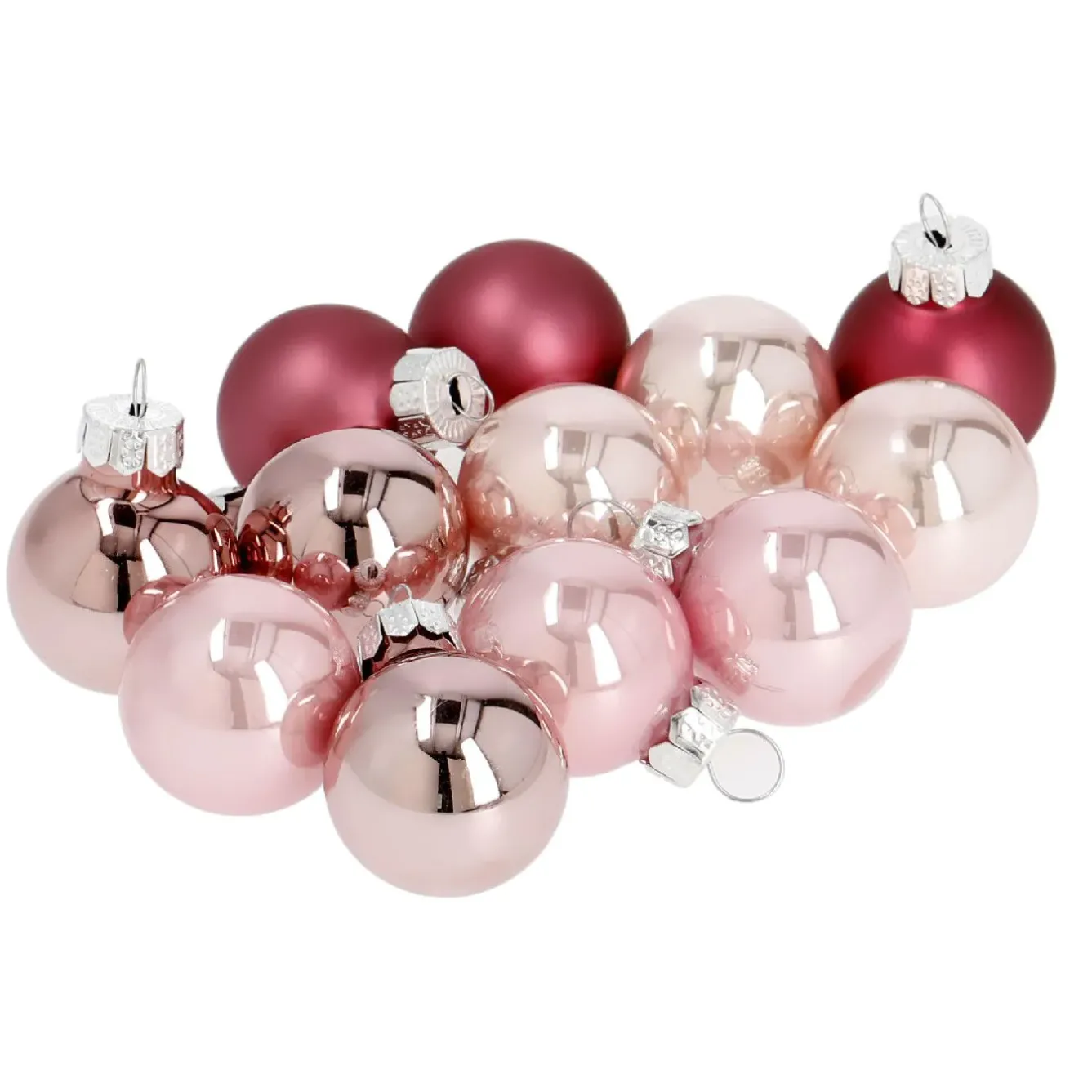 Outlet 12er Set Glaskugeln 2,5 Cm, Rosa Weihnachtsbaumschmuck|Adventskränze & Zubehör