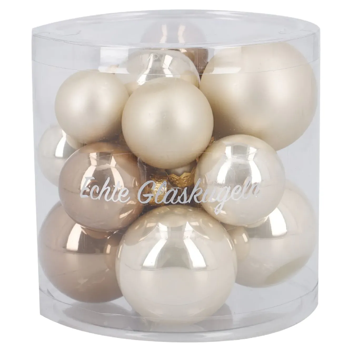 New 17er Set Glaskugeln Mix, Champagner Weihnachtsbaumschmuck|Adventskränze & Zubehör