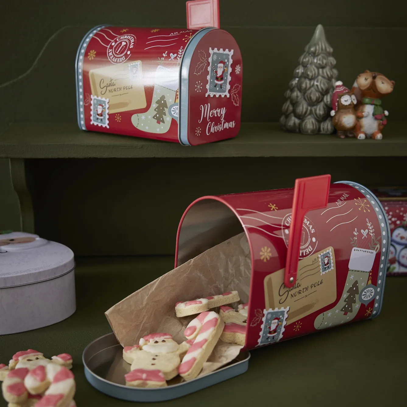 Sale 2er Set Keksdose Briefkasten, Rot Weihnachtsbäckerei|Weihnachten