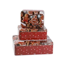 Hot 3er Set Keksdose Plätzchen, Eckig Weihnachtsbäckerei