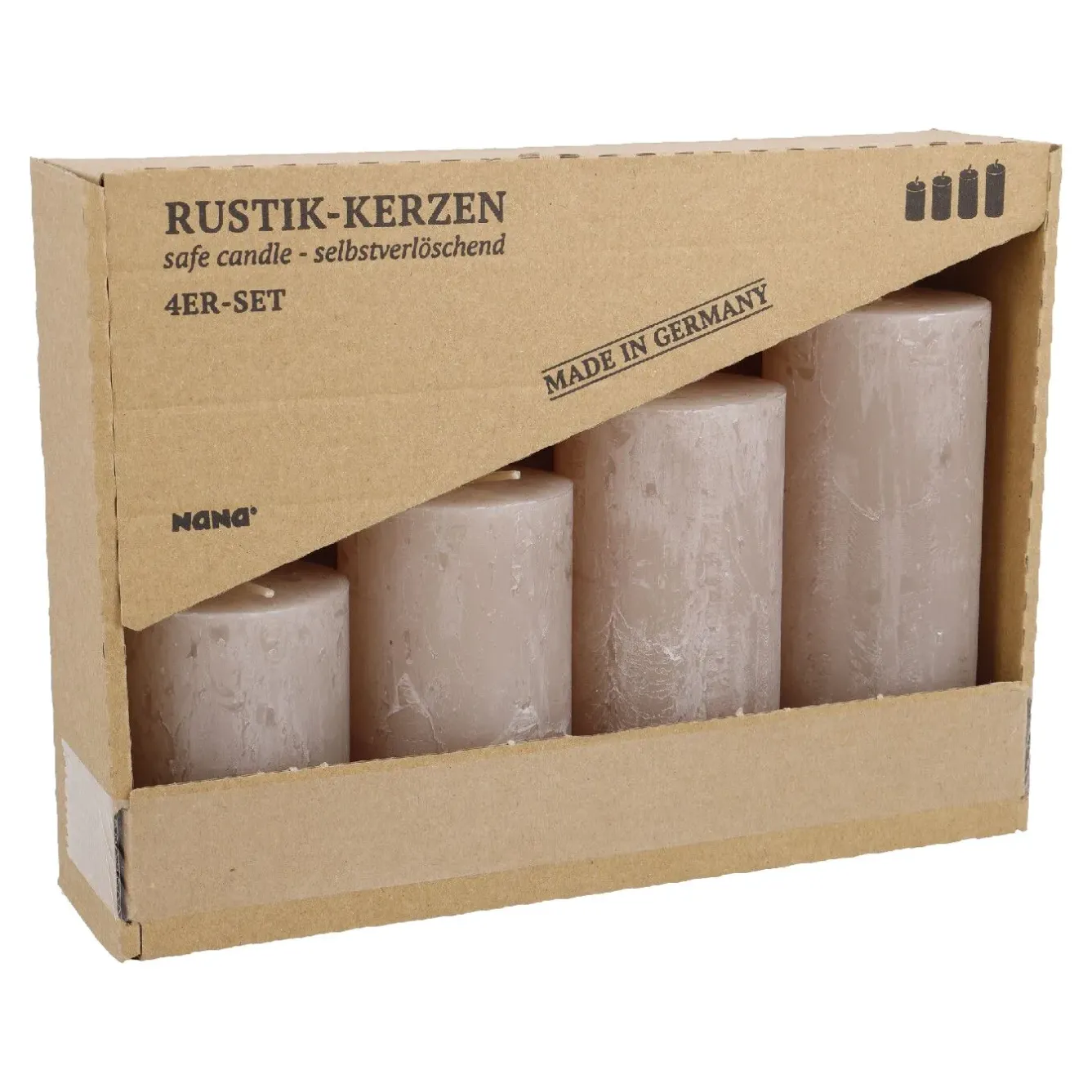 Online 4er Set Kerze Rustik, Gestuft, Sand Kerzen & Kerzenständer|Weihnachtskerzen