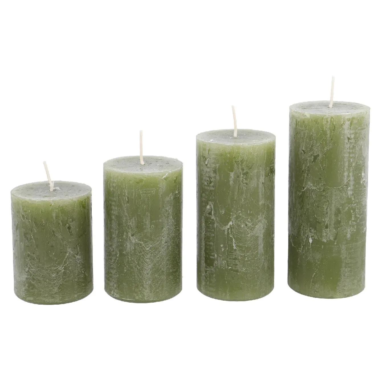 Best 4er Set Kerze Rustik, Gestuft, Olivgrün Kerzen & Kerzenständer|Weihnachtskerzen