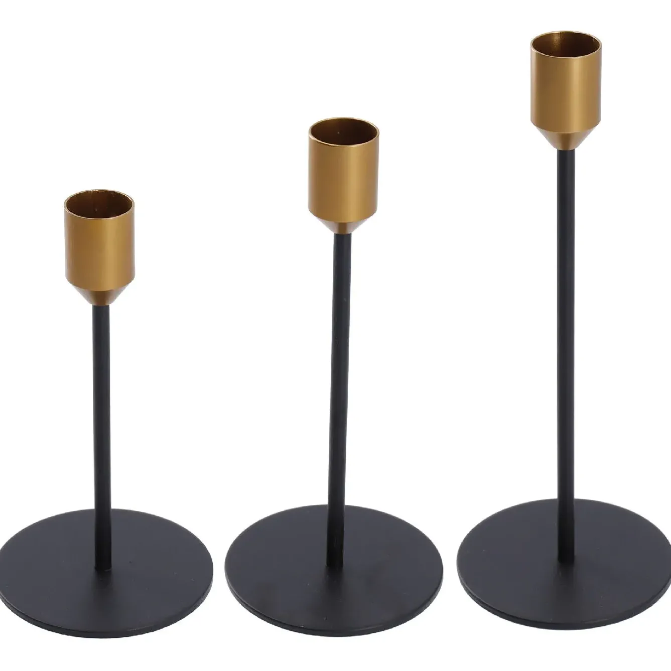 Sale 3er Set Kerzenständer, Stabkerzen, Schwarz/gold Tischdeko|Kerzen & Kerzenständer
