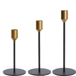 Sale 3er Set Kerzenständer, Stabkerzen, Schwarz/gold Tischdeko|Kerzen & Kerzenständer
