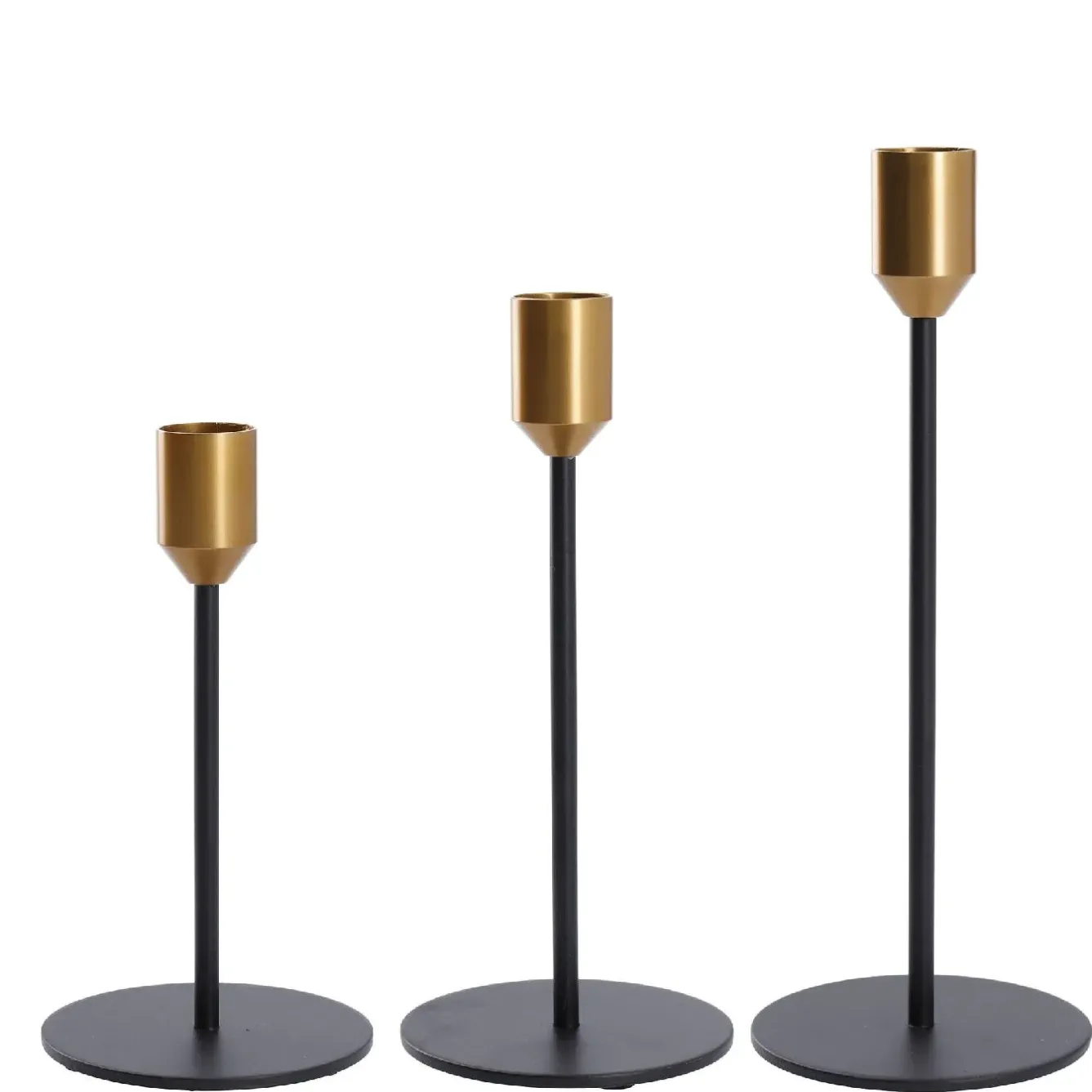 Sale 3er Set Kerzenständer, Stabkerzen, Schwarz/gold Tischdeko|Kerzen & Kerzenständer
