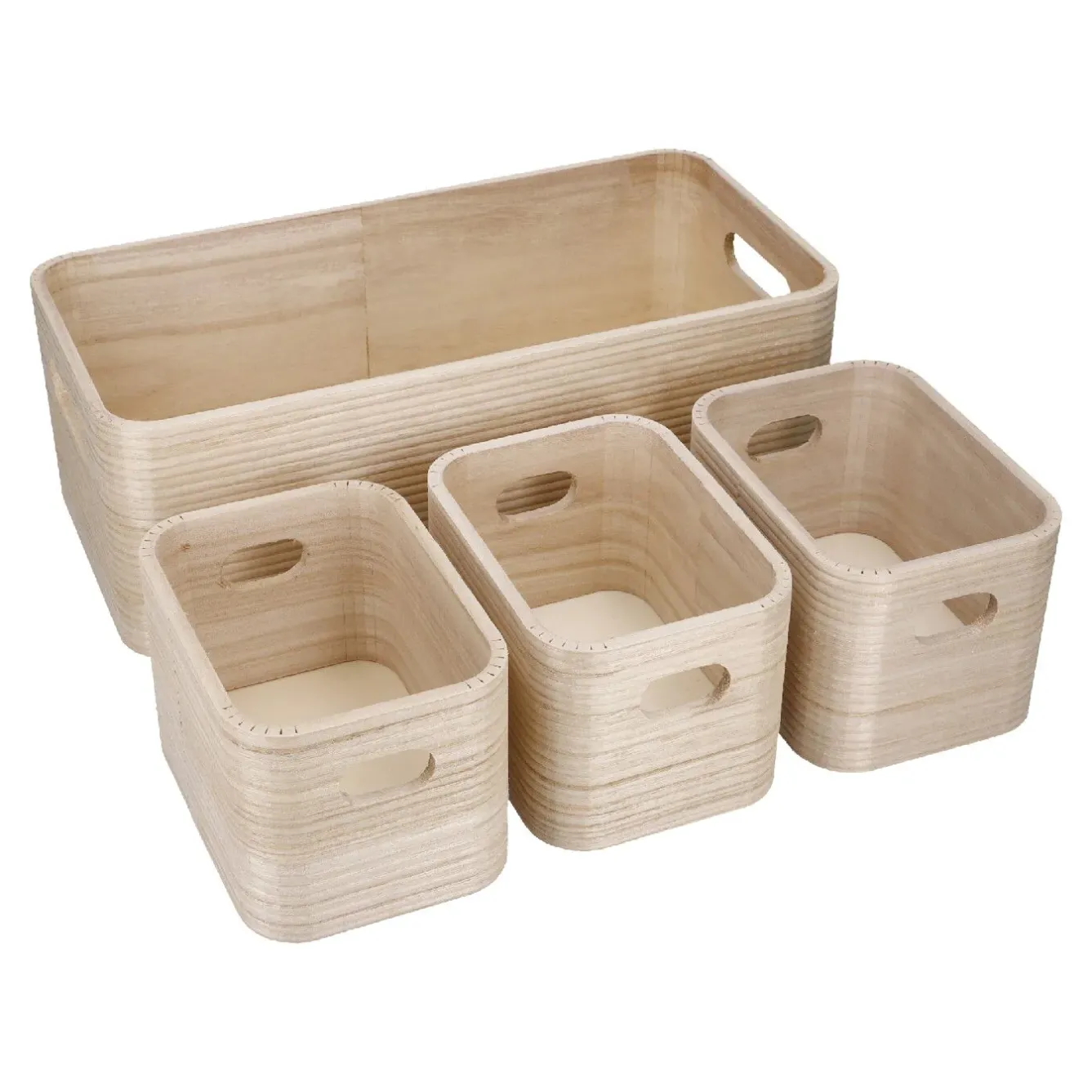 4er Set Kiste, Geriffelt/natur Organisation