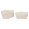 Outlet 2er Set Korb Mit Deckel, Oval/weiß Organisation