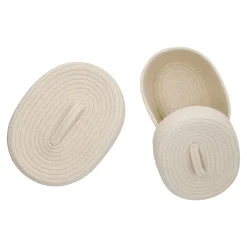 Outlet 2er Set Korb Mit Deckel, Oval/weiß Organisation