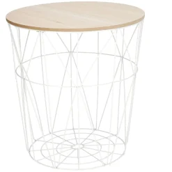 3er Set Tisch/Korb, 43 Cm, Weiß Geschenkideen|Organisation