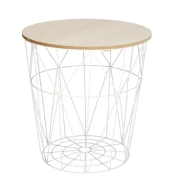3er Set Tisch/Korb, 43 Cm, Weiß Geschenkideen|Organisation