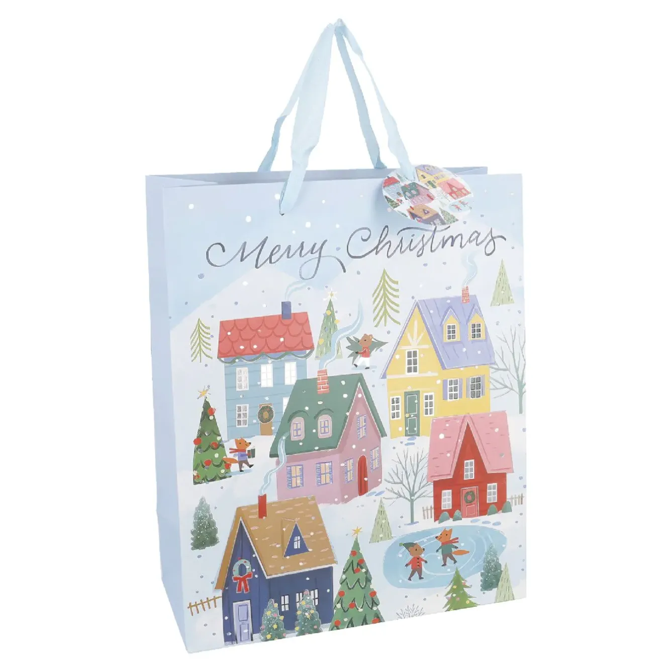 Geschenktüte Motiv, Häuser/bunt, 26 X 32 Cm Geschenkverpackungen|Weihnachten