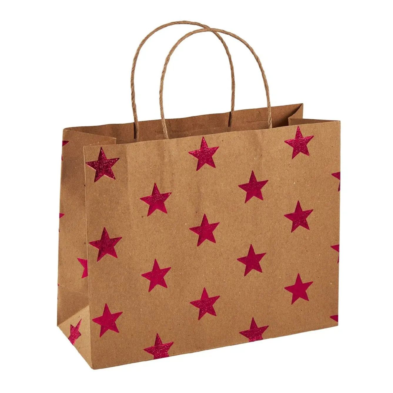 Hot Geschenktüte Prägung, Stern/natur/rot, 14.5 X 18.5 Cm Geschenkverpackungen
