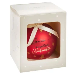 New Glaskugel Spruch, Einatmen/rot/matt, 10 Cm Weihnachtsgeschenke|Weihnachtsbaumschmuck