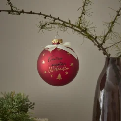 New Glaskugel Spruch, Einatmen/rot/matt, 10 Cm Weihnachtsgeschenke|Weihnachtsbaumschmuck