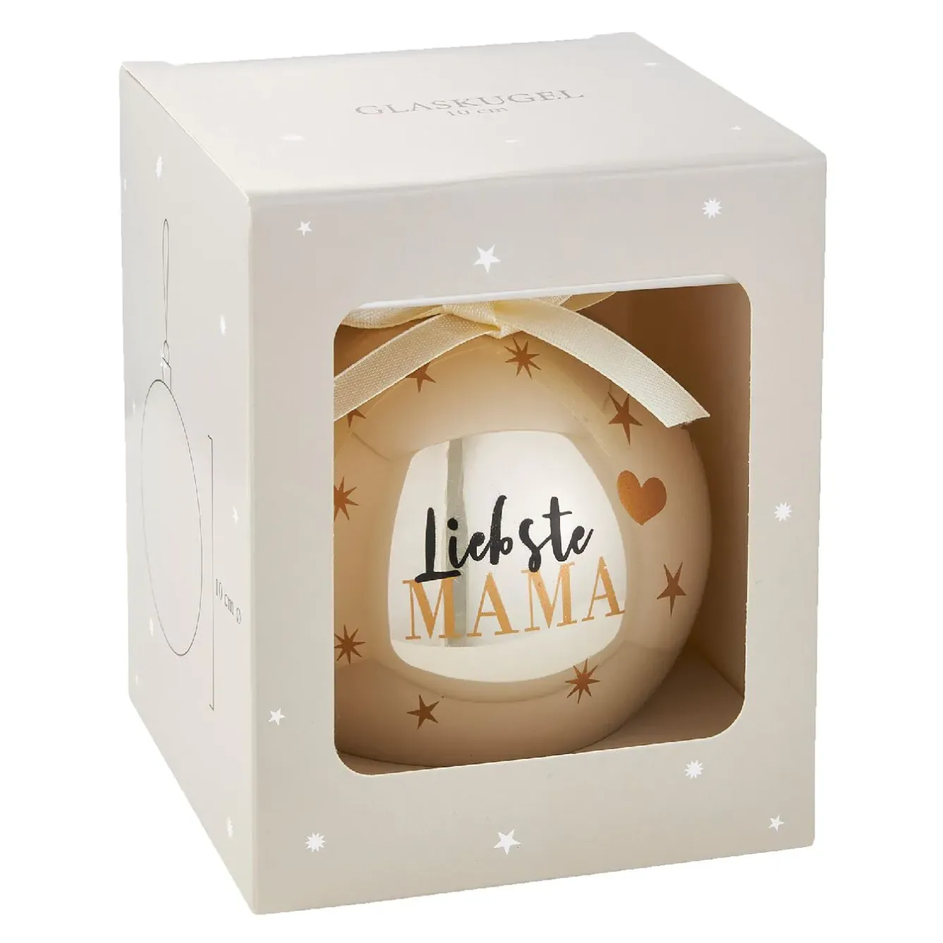 Clearance Glaskugel Spruch, Mama/champagner/glänzend, 10 Cm Weihnachtsgeschenke|Weihnachtsbaumschmuck