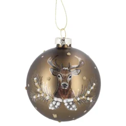 Hot Glaskugel Vintage, Hirsch/braun/matt, 8 Cm Weihnachtsbaumschmuck