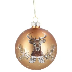New Glaskugel Vintage, Hirsch/kupfer/matt, 8 Cm Weihnachtsbaumschmuck