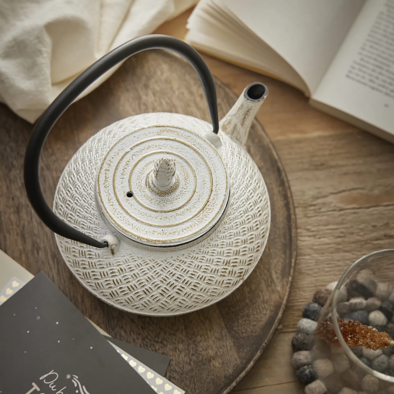 Clearance Gusseisen Teekanne, Weiß Shop The Geschenk|Küche