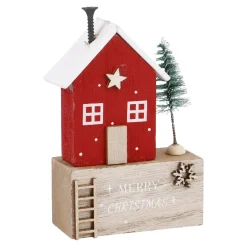 Outlet Haus Mit Tanne, Braun/rot, 10.5 Cm Deko-Objekte|Weihnachtsdeko