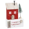 Discount Haus Mit Tanne, Weiß/rot, 10.5 Cm Deko-Objekte|Weihnachtsdeko