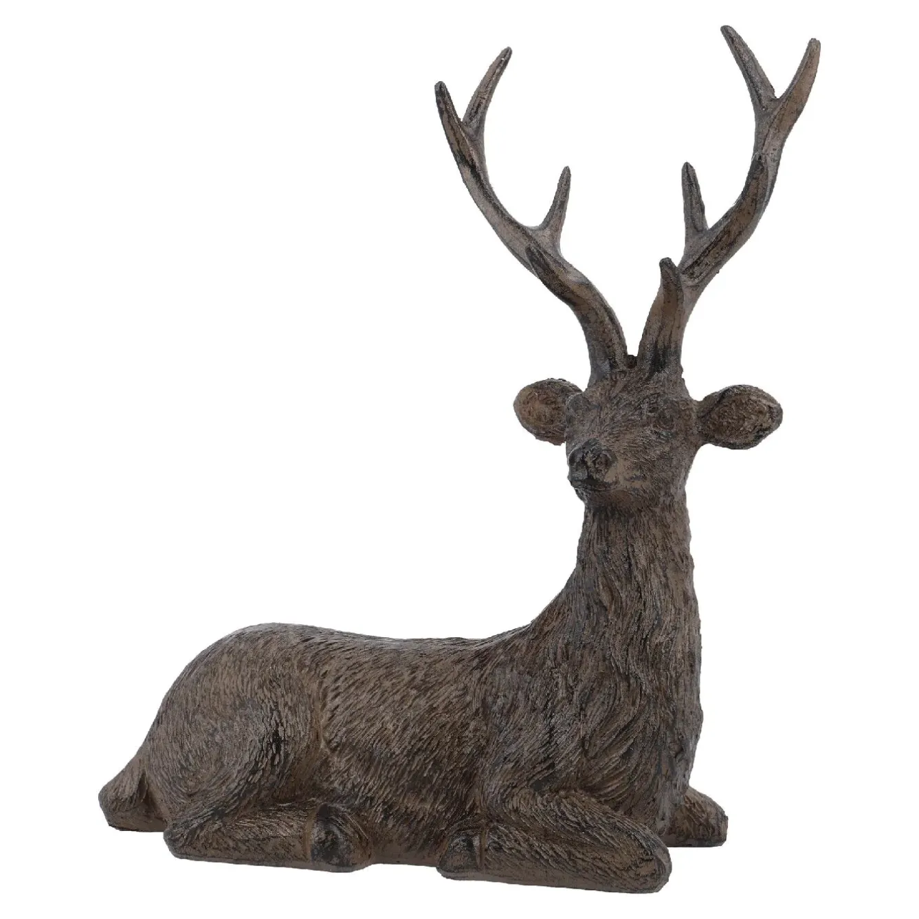 Hirsch Antik, Struktur/sitzend, 15 Cm Figuren|Weihnachtsdeko