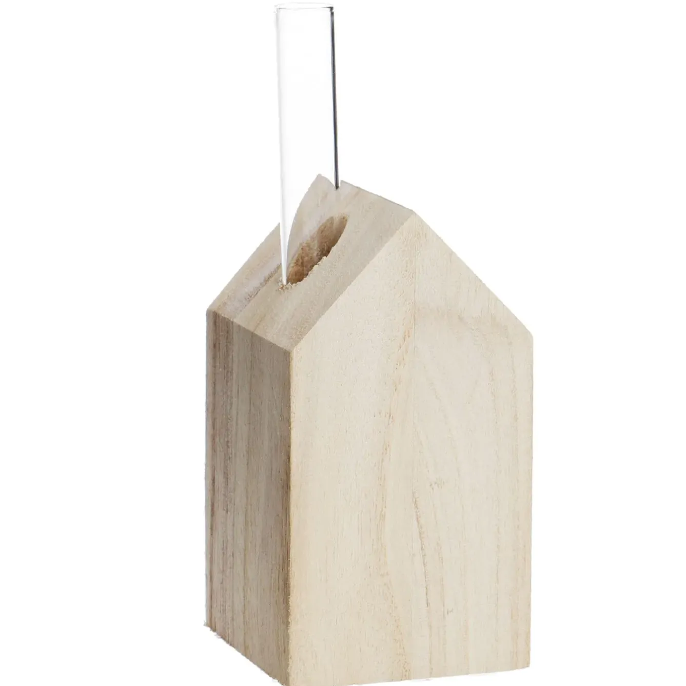 Hot Holzhaus Mit Glasrohr, Natur, 18 Cm Hochzeitsdeko|Vasen & Kunstblumen